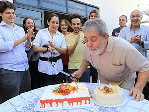 O ex-presidente comemora seu aniversário no Instituto Lula. Foto: Ricardo Stuckert/Instituto Lula